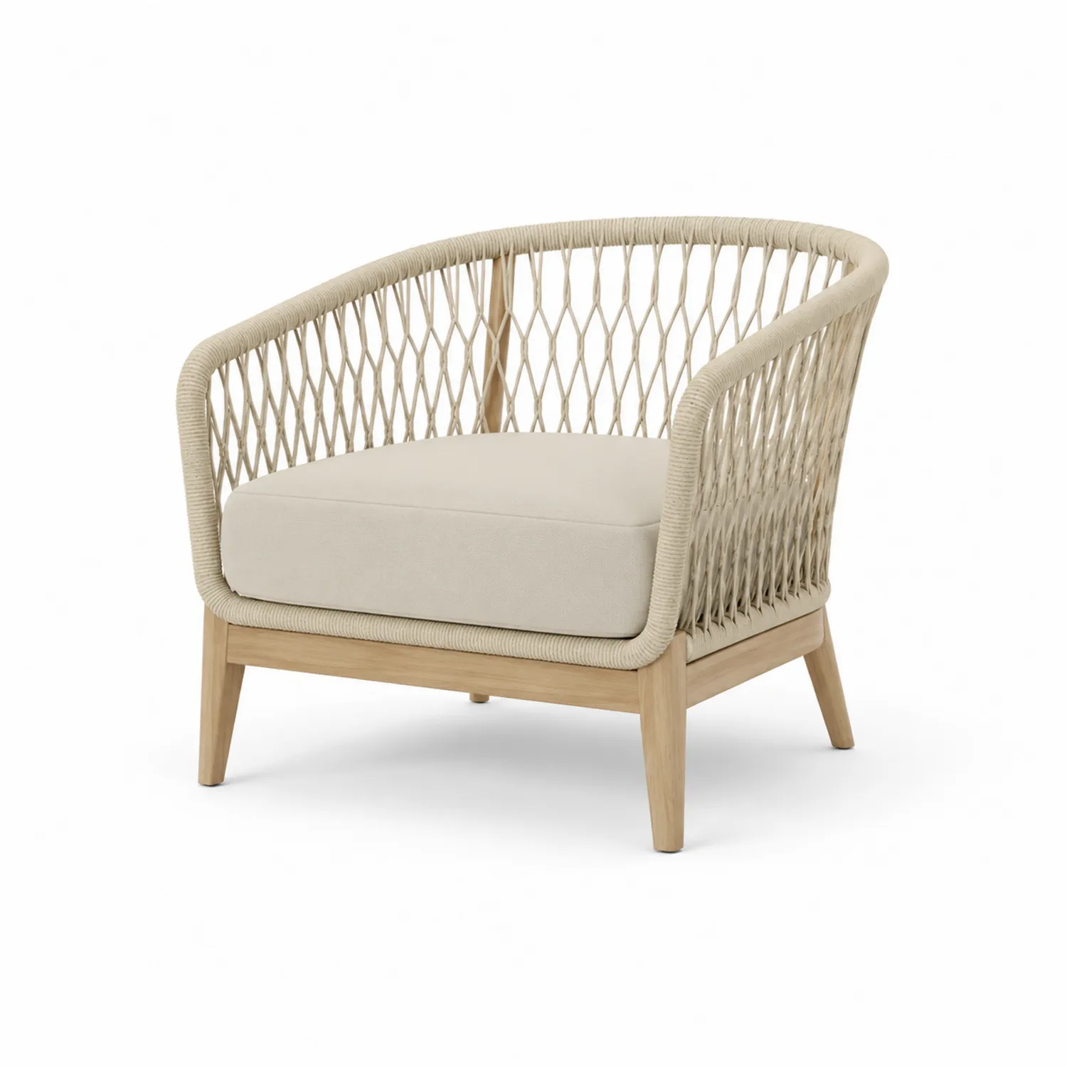 Fauteuil en bois et corde beige-rivviorae