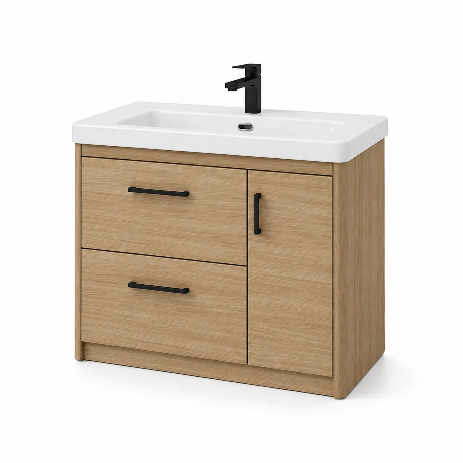 Meuble-lavabo en bois avec vasque en céramique blanche 80 cm-rivviorae