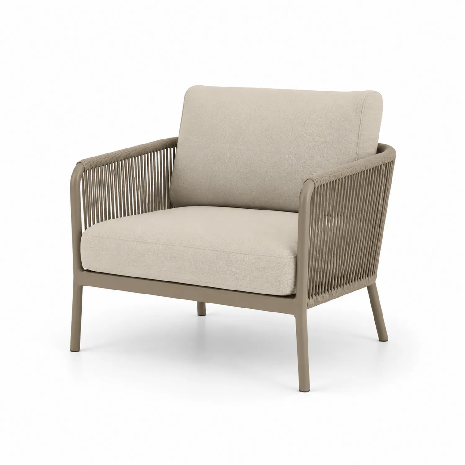 Fauteuil d'extérieur en métal avec coussins en tissu polyester Beige-rivviorae
