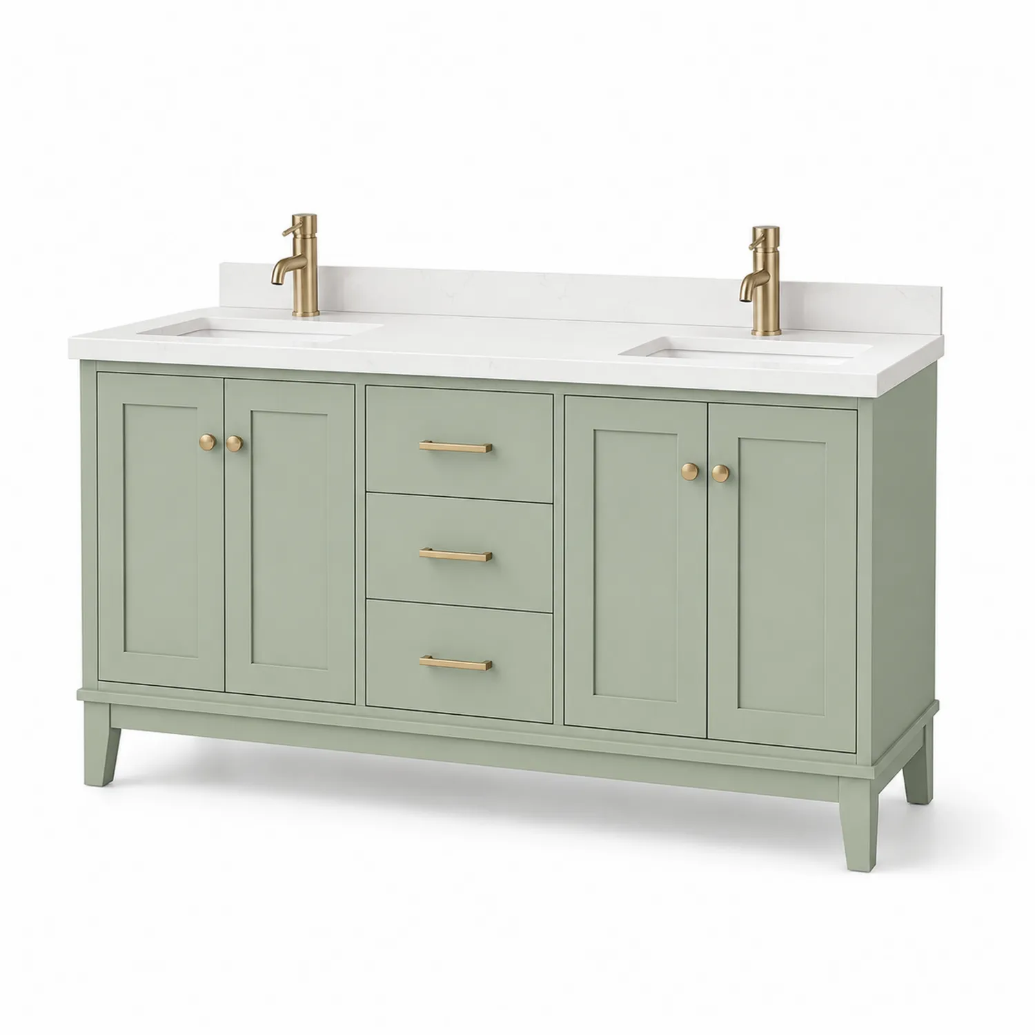 Meuble-lavabo double en bois avec plan de travail en quartz de 150 cm-rivviorae
