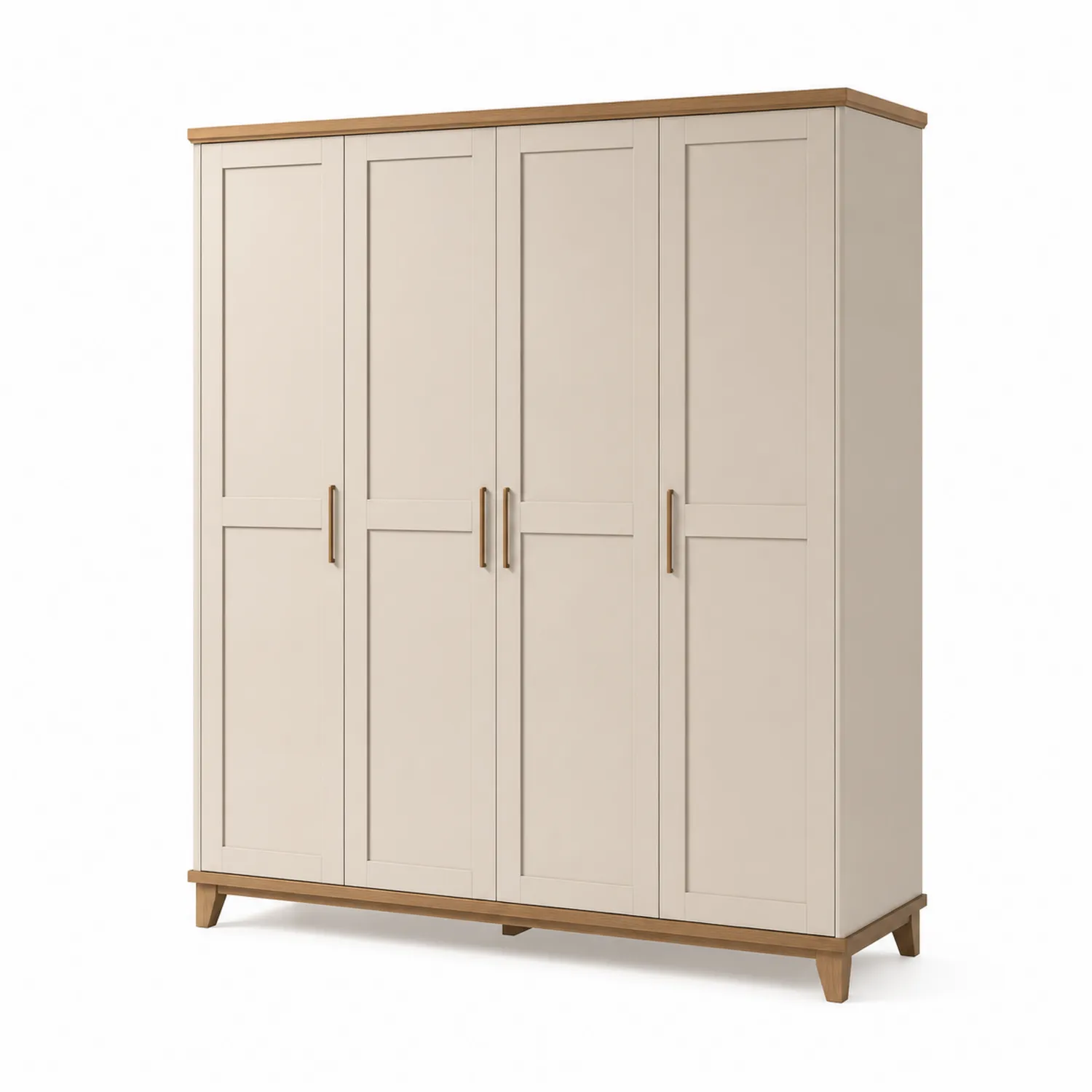 Armoire 4 Portes en Bois et MDF Beige-rivviorae