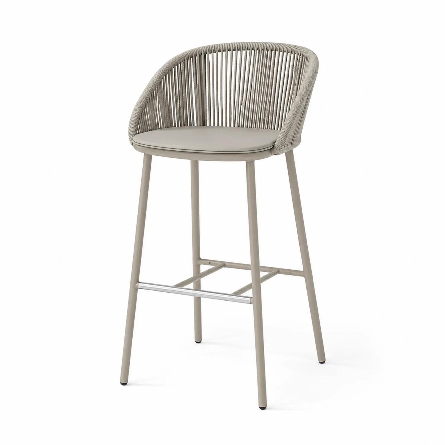 Tabouret de bar en métal et corde synthétique Beige-rivviorae