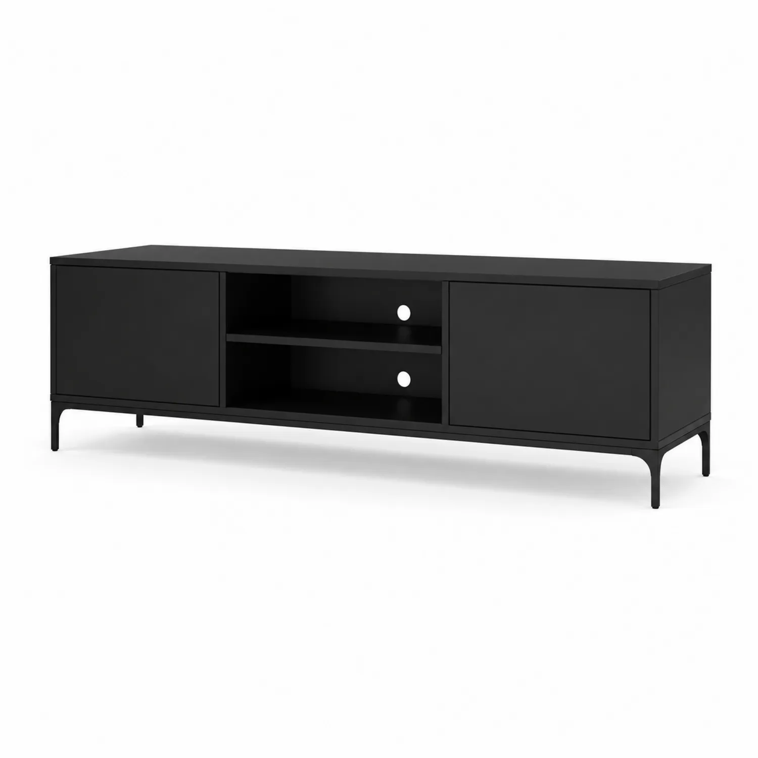 Meuble TV en Bois et Métal Noir-rivviorae