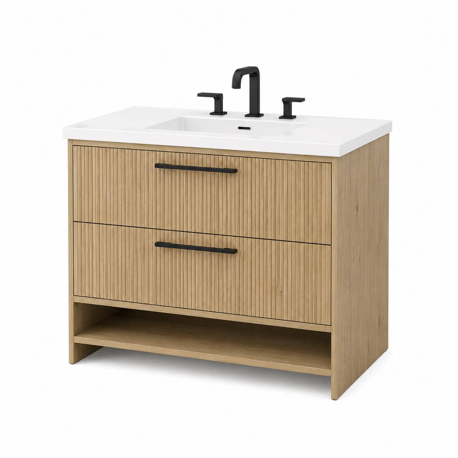 Meuble-lavabo en bois avec lavabo en céramique blanc 80 cm-rivviorae