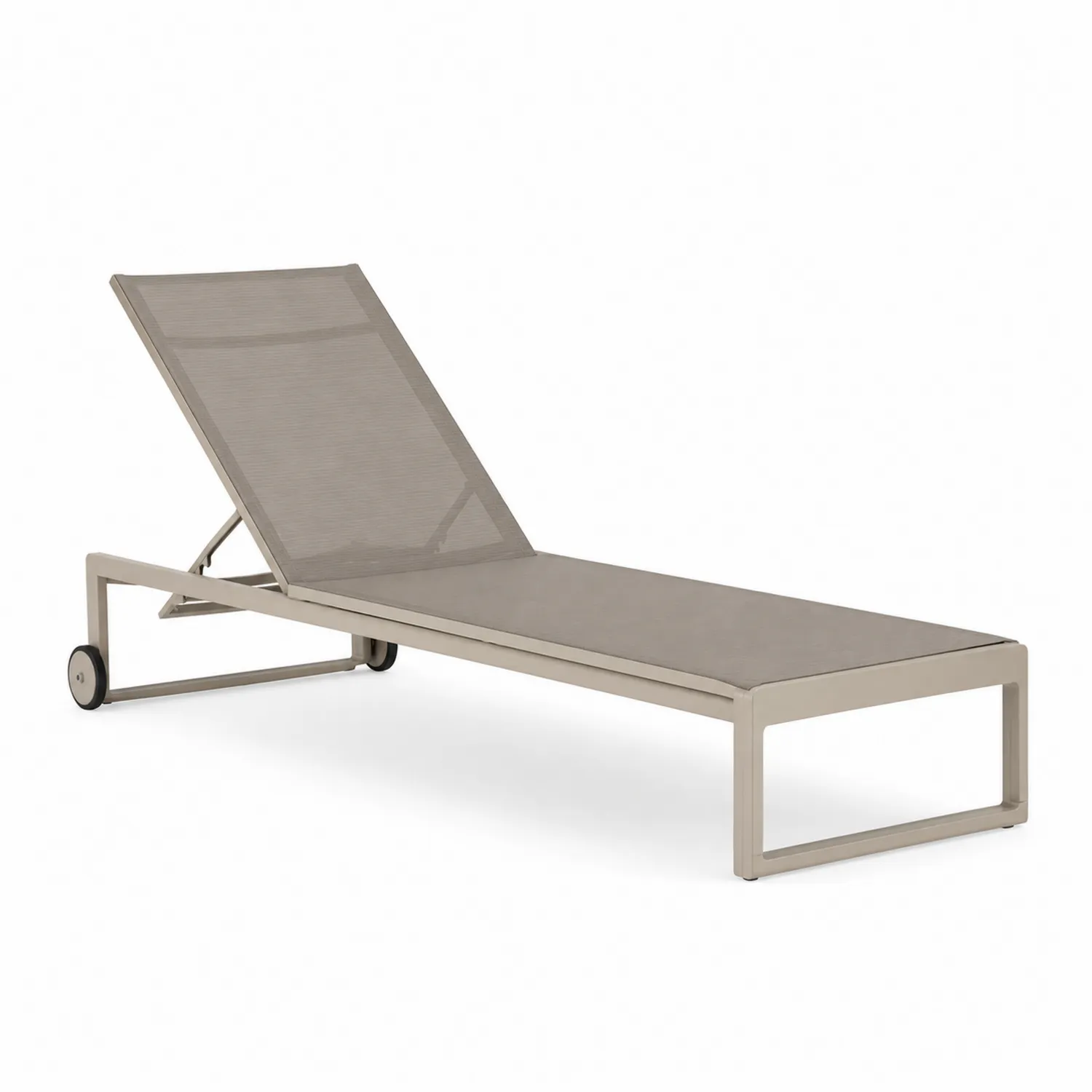 Chaise longue d'extérieur en aluminium et textilène Beige-rivviorae
