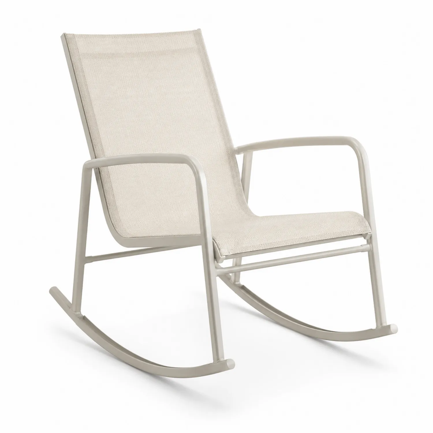 Chaise berçante en métal et tissu beige-rivviorae