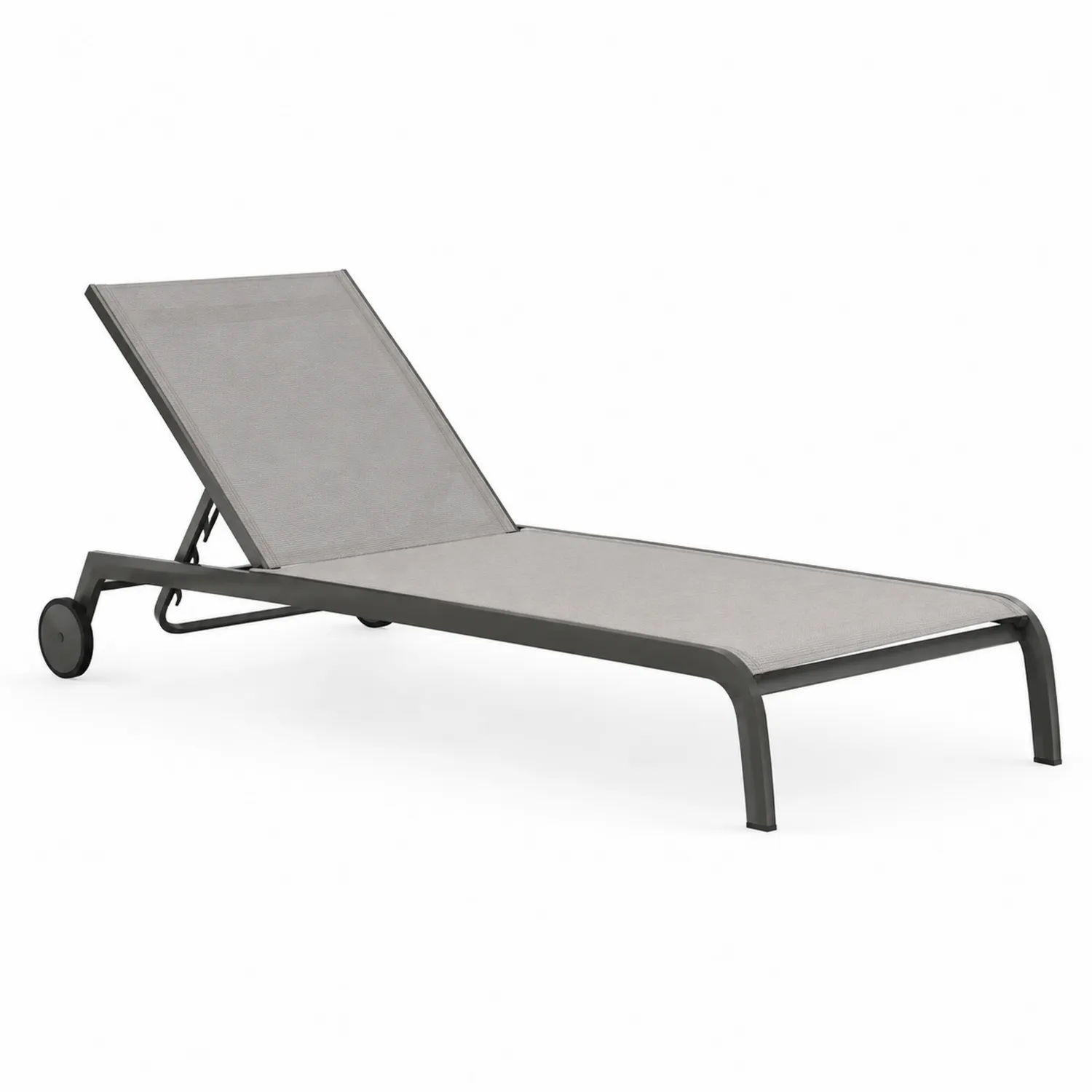 Chaise longue extérieure en aluminium et textile gris-rivviorae