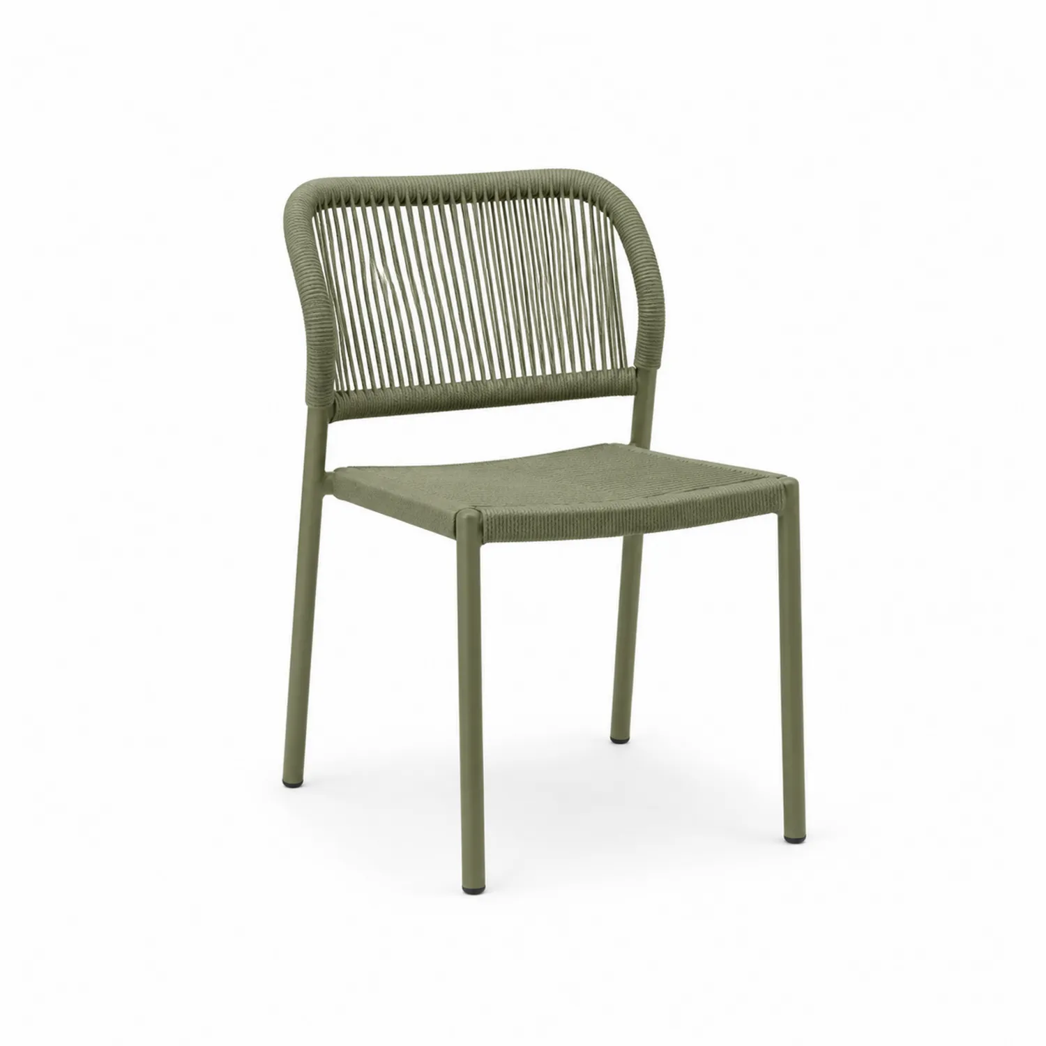 Chaise en métal et corde Vert Olive 85cm-rivviorae