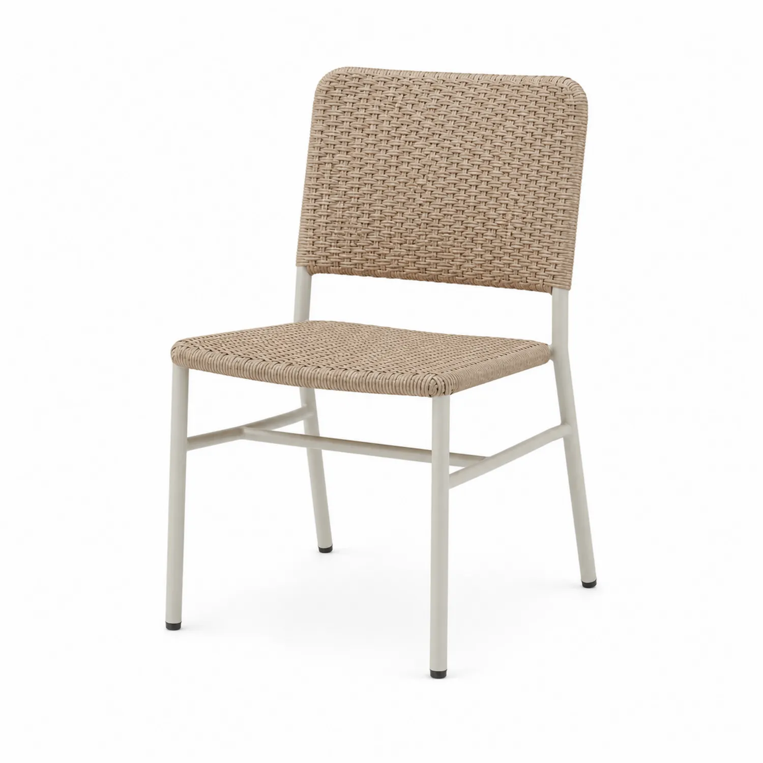 Chaise en rotin synthétique et métal Beige 45x50x80 cm-rivviorae