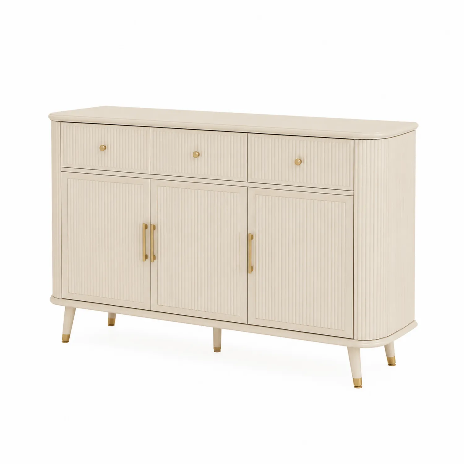Buffet en bois de pin avec 3 portes et 3 tiroirs 120 cm-rivviorae