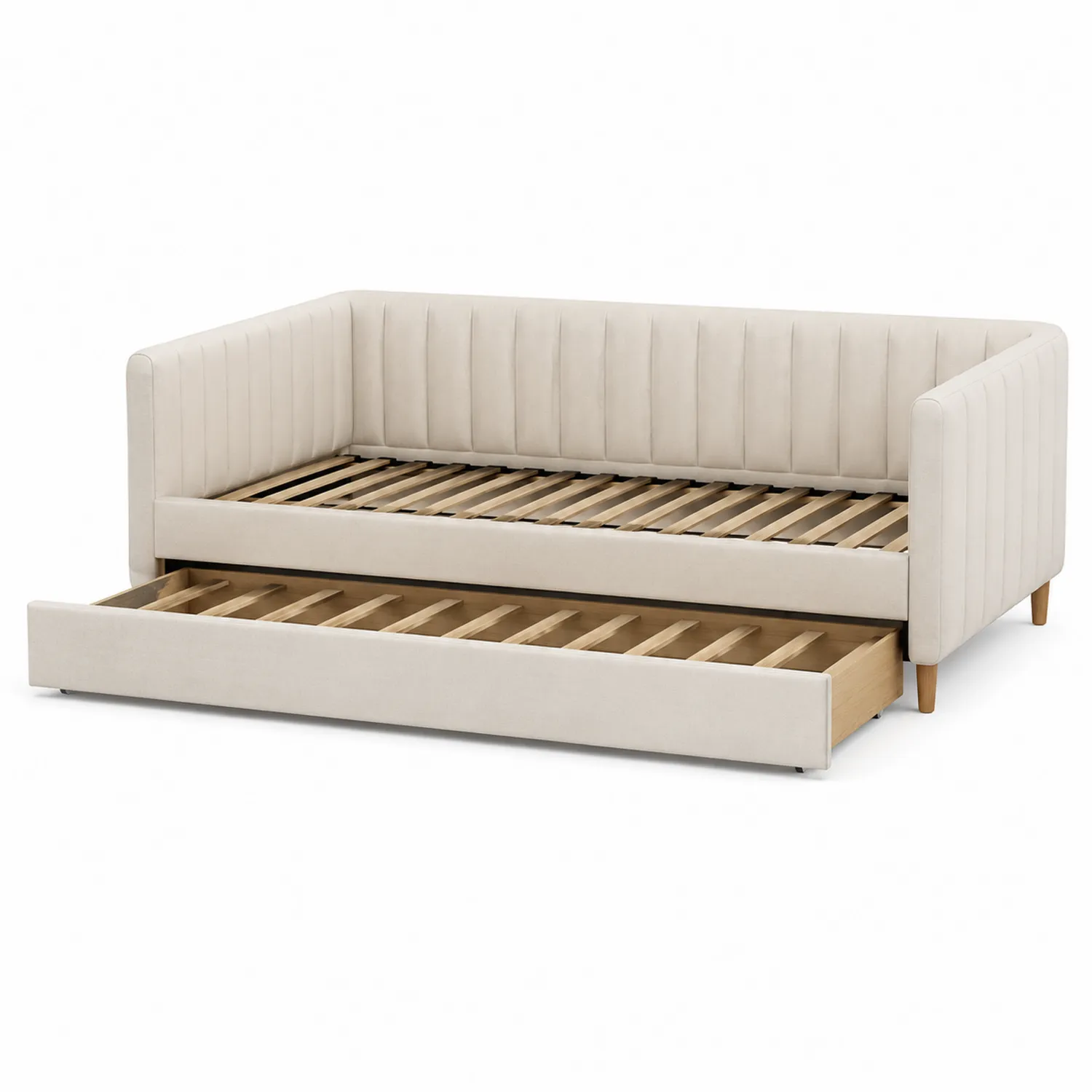 Lit de repos en bois avec tiroir et revêtement en tissu 200x90 cm-rivviorae