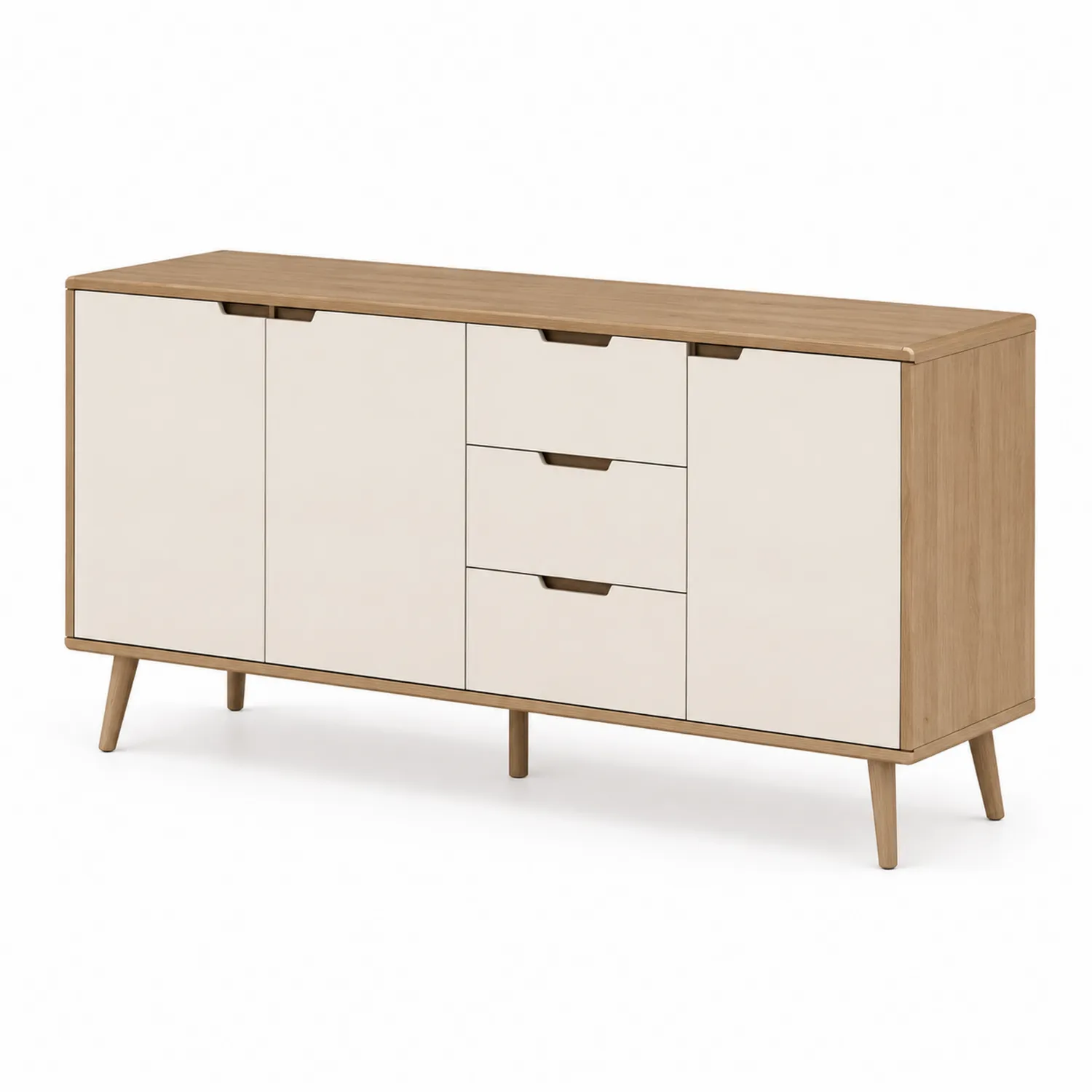 Buffet en bois et MDF avec portes et tiroirs 150x40x80cm-rivviorae