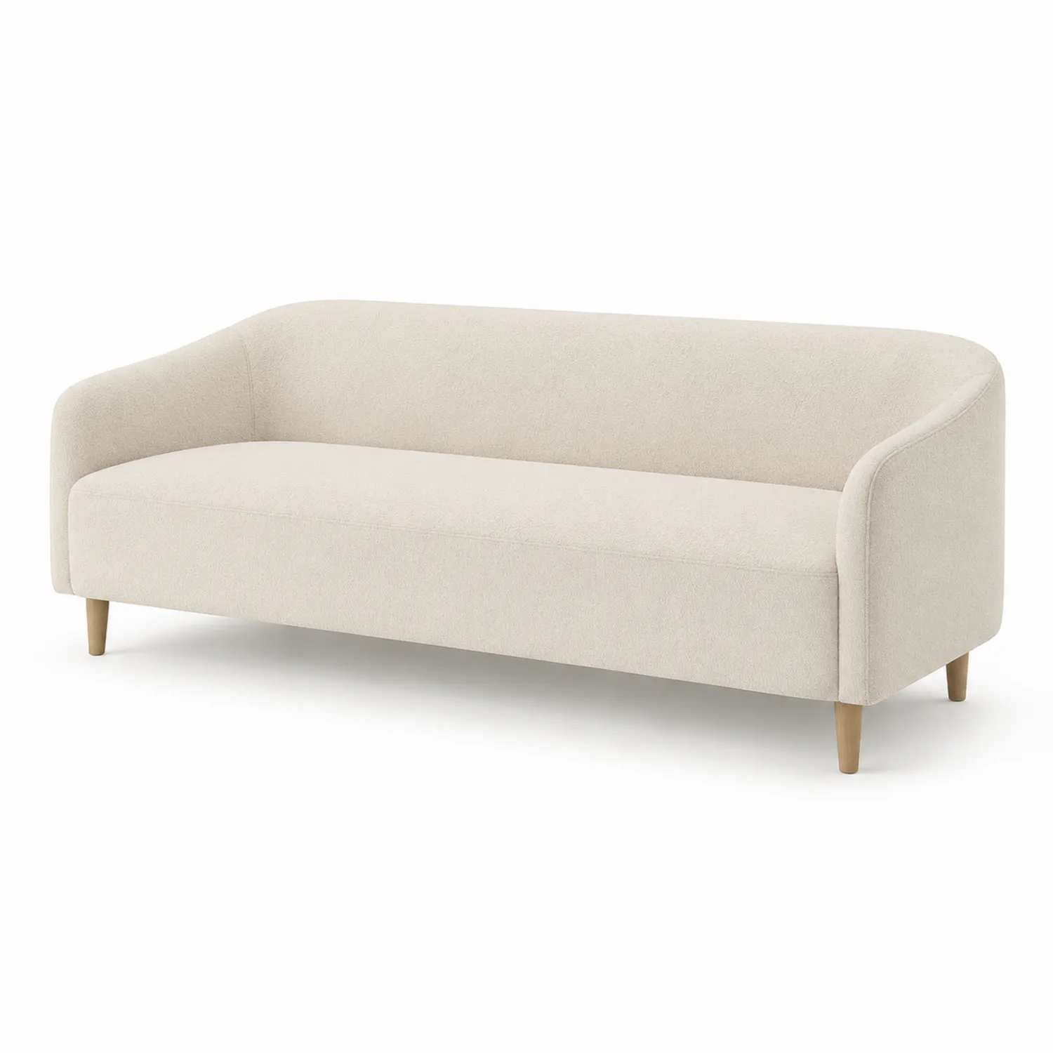 Canapé 3 places en tissu beige avec pieds en bois-rivviorae