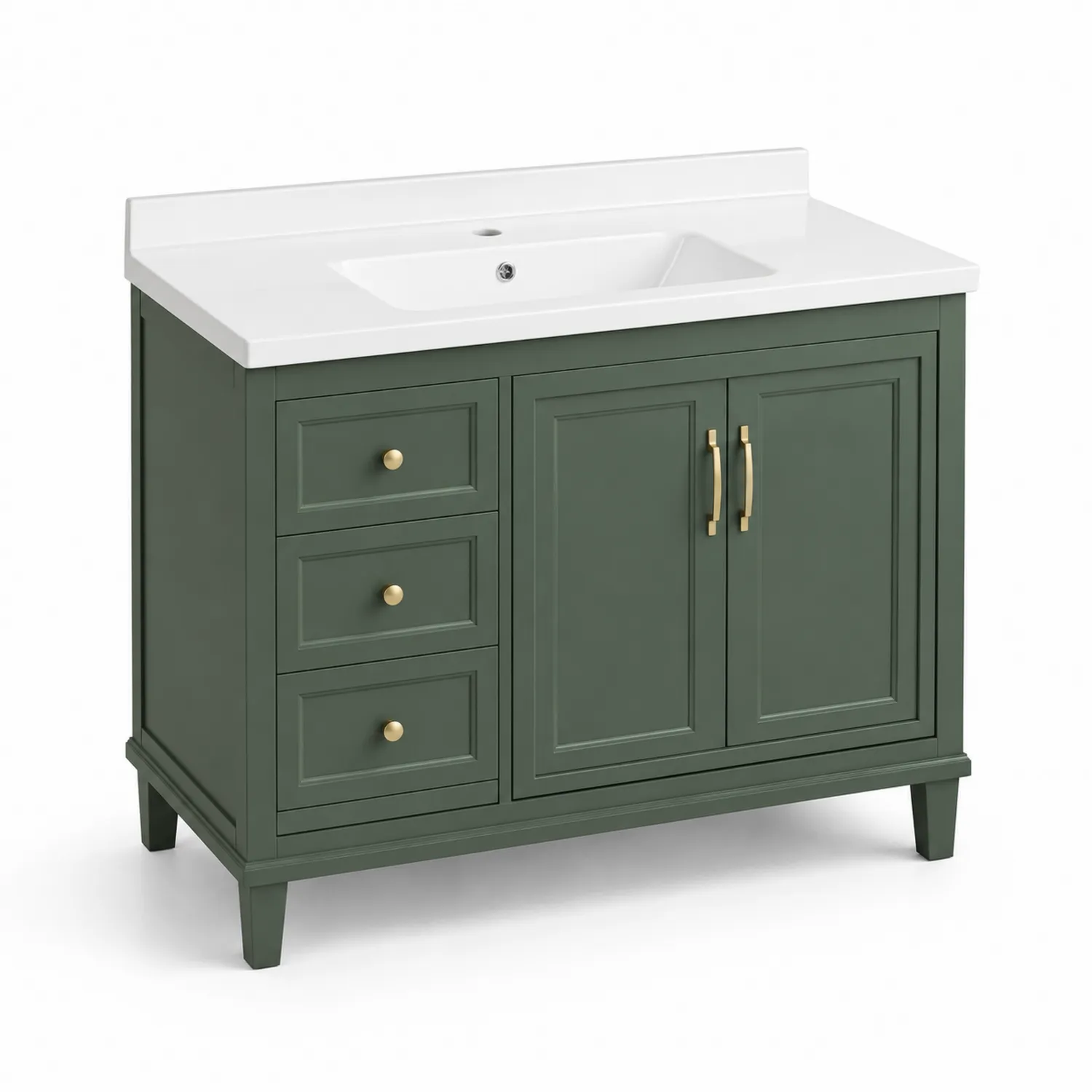 Meuble-lavabo en Bois MDF Vert avec Lavabo en Céramique Blanc 90cm-rivviorae