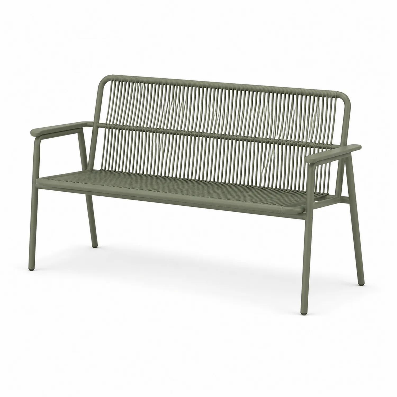 Banc d'extérieur en métal et corde Vert Olive 120 cm-rivviorae