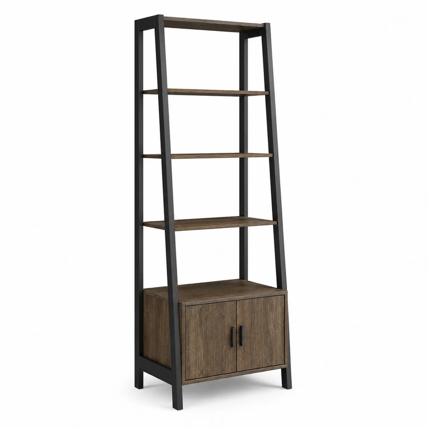 Étagère en bois de chêne et métal noir 180x60x40cm-rivviorae