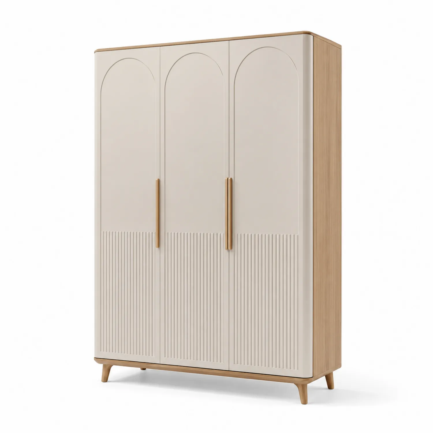 Armoire 3 portes en bois et MDF Blanc/Chêne clair-rivviorae