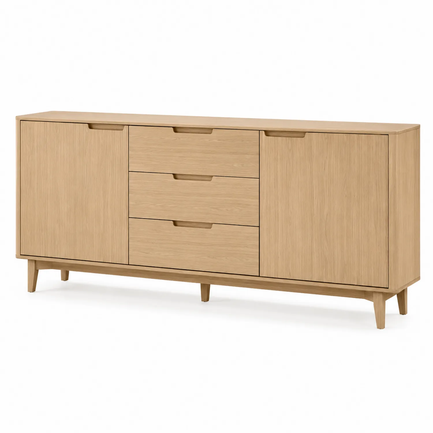 Buffet en bois avec 2 portes et 3 tiroirs 75x160x45 cm-rivviorae