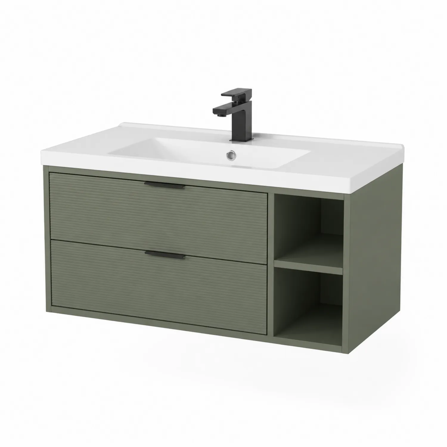 Meuble-lavabo mural en Bois MDF avec Lavabo Céramique-rivviorae
