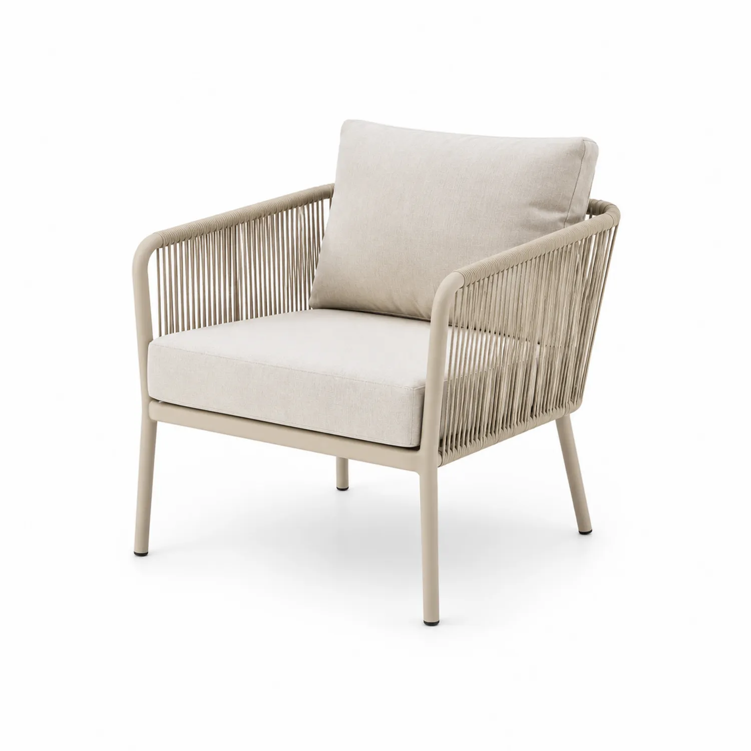 Fauteuil en aluminium et corde beige-rivviorae