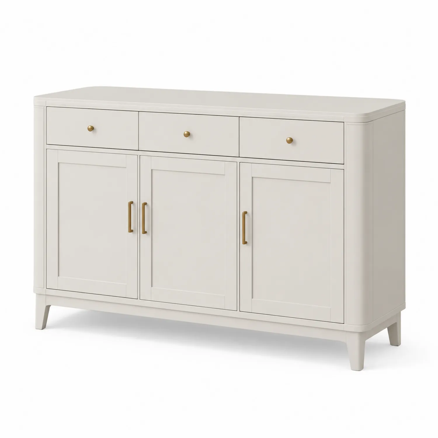 Buffet en Bois avec Trois Portes et Tiroirs Blanc 140x40x85 cm-rivviorae