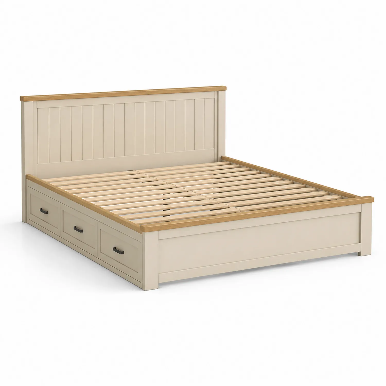 Lit double en bois avec rangement 200x160 cm-rivviorae