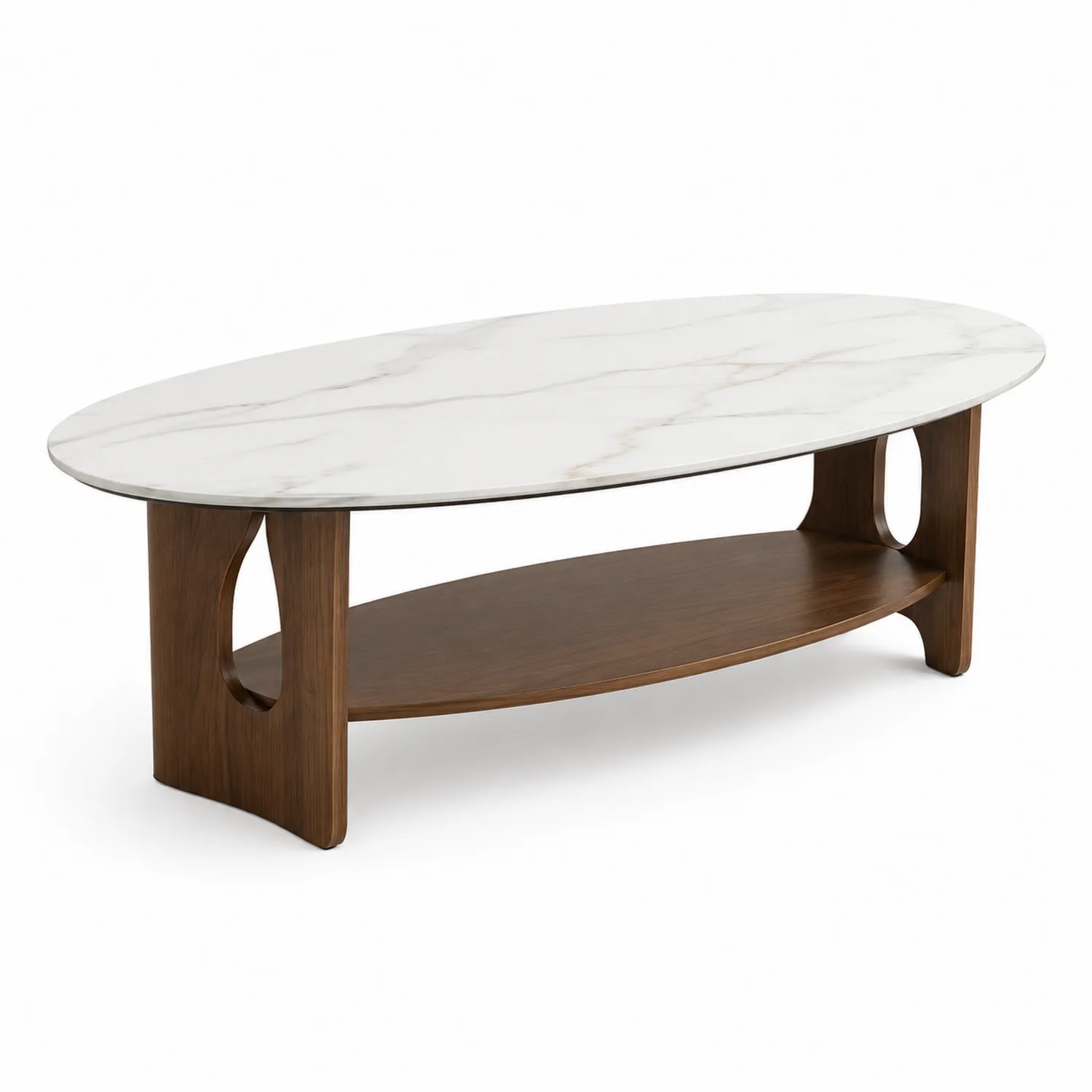 Table basse ovale en marbre et bois 120x60x45 cm-rivviorae