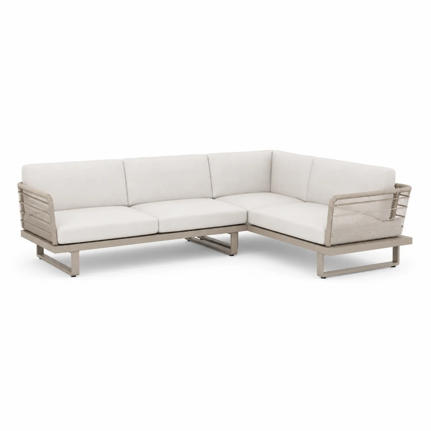 Canapé d'angle en aluminium et corde synthétique Beige 250 cm-rivviorae