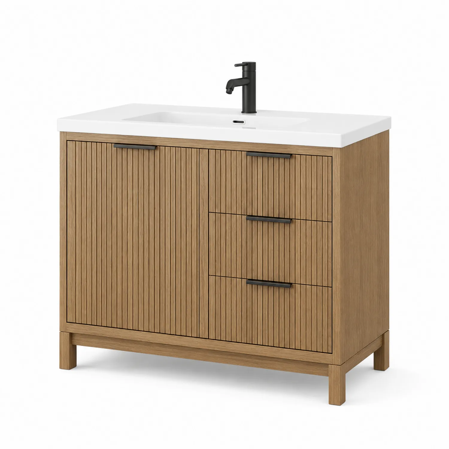 Meuble de salle de bain en bois avec lavabo en céramique émaillée 80x50x85 cm-rivviorae