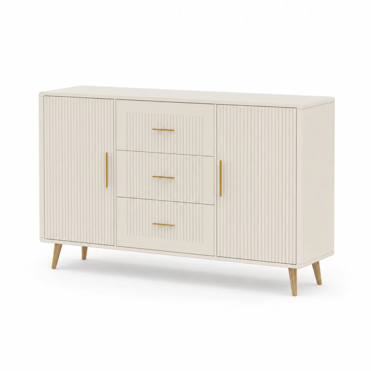 Buffet en Bois Beige avec 3 Tiroirs et 2 Portes-rivviorae