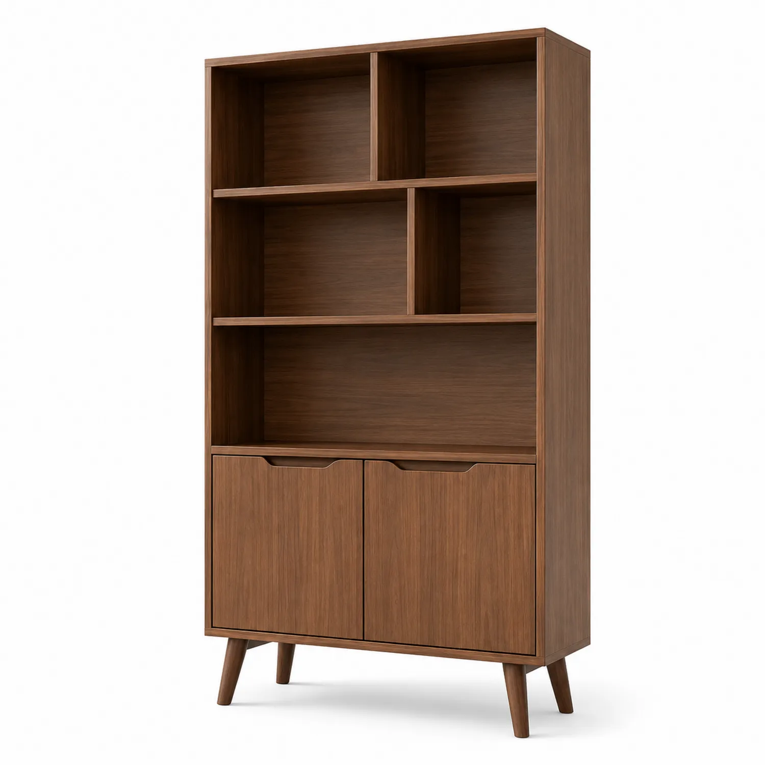Bibliothèque en bois avec étagères et portes - 180 cm-rivviorae