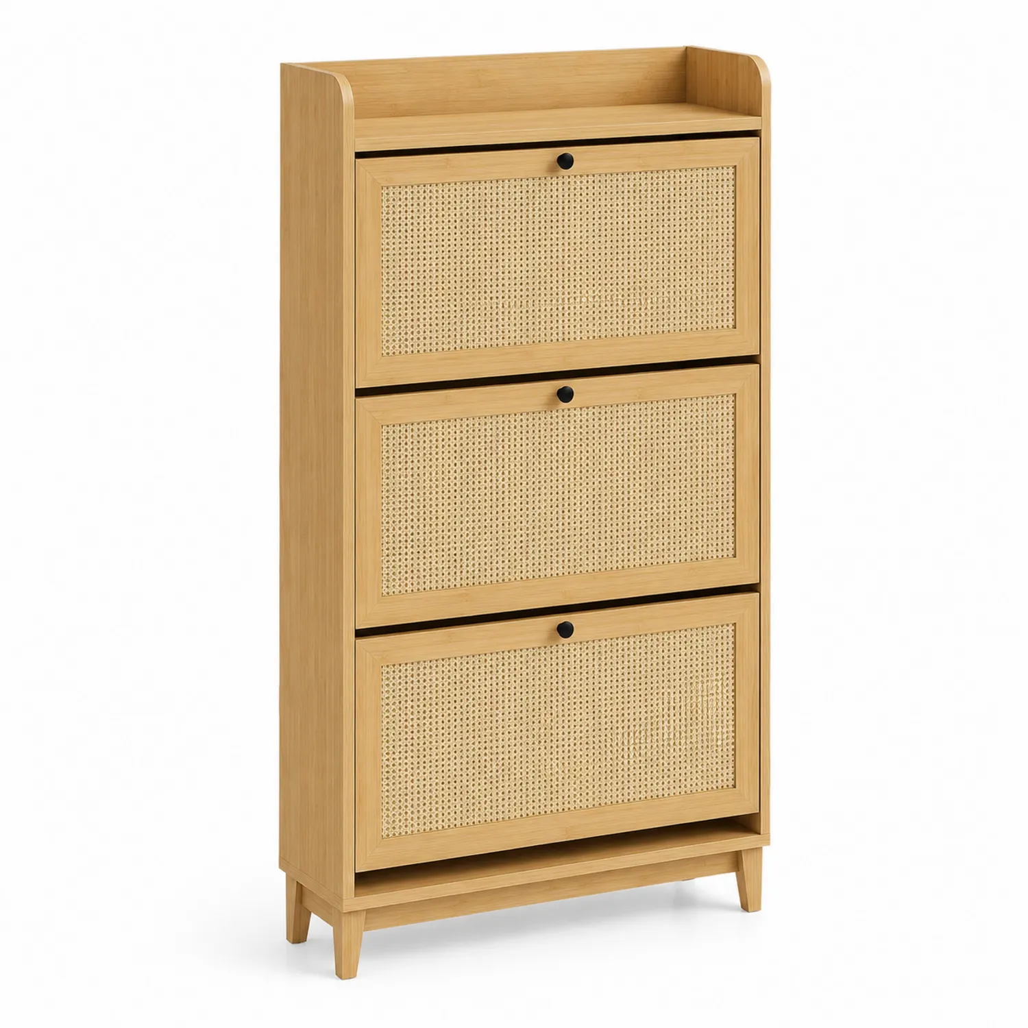Armoire à chaussures en bois et rotin-rivviorae