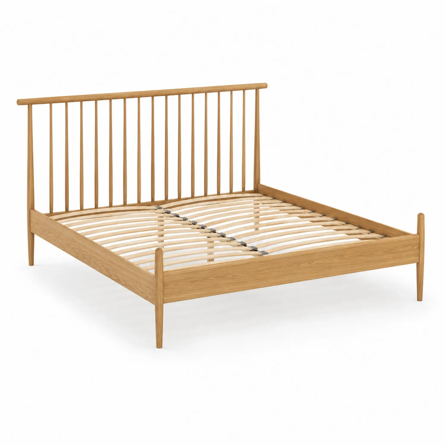 Lit double en bois avec tête de lit à barreaux en chêne 200x160 cm-rivviorae