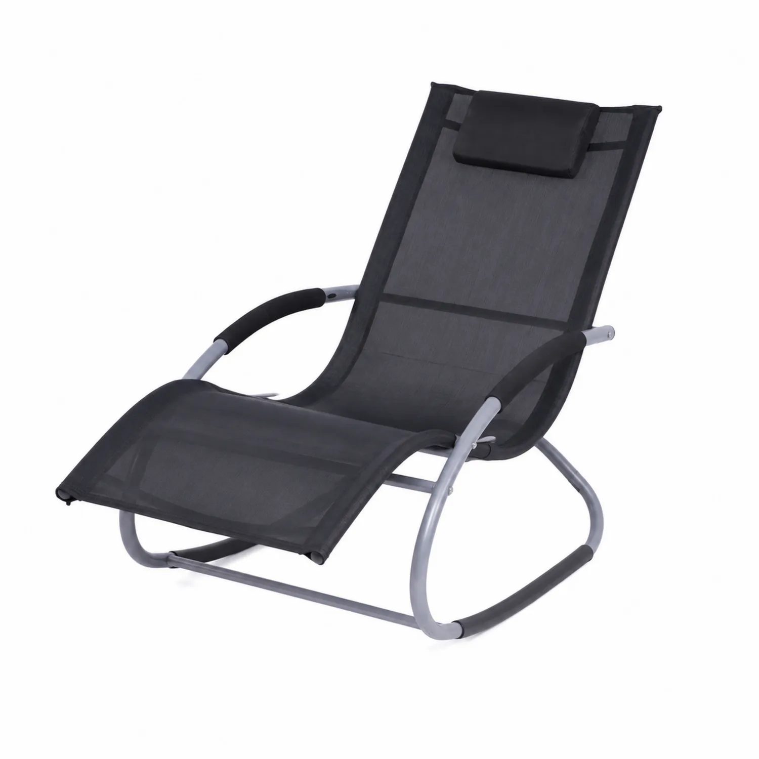 Chaise longue en aluminium et textilène Noir 160 x 65 x 100 cm