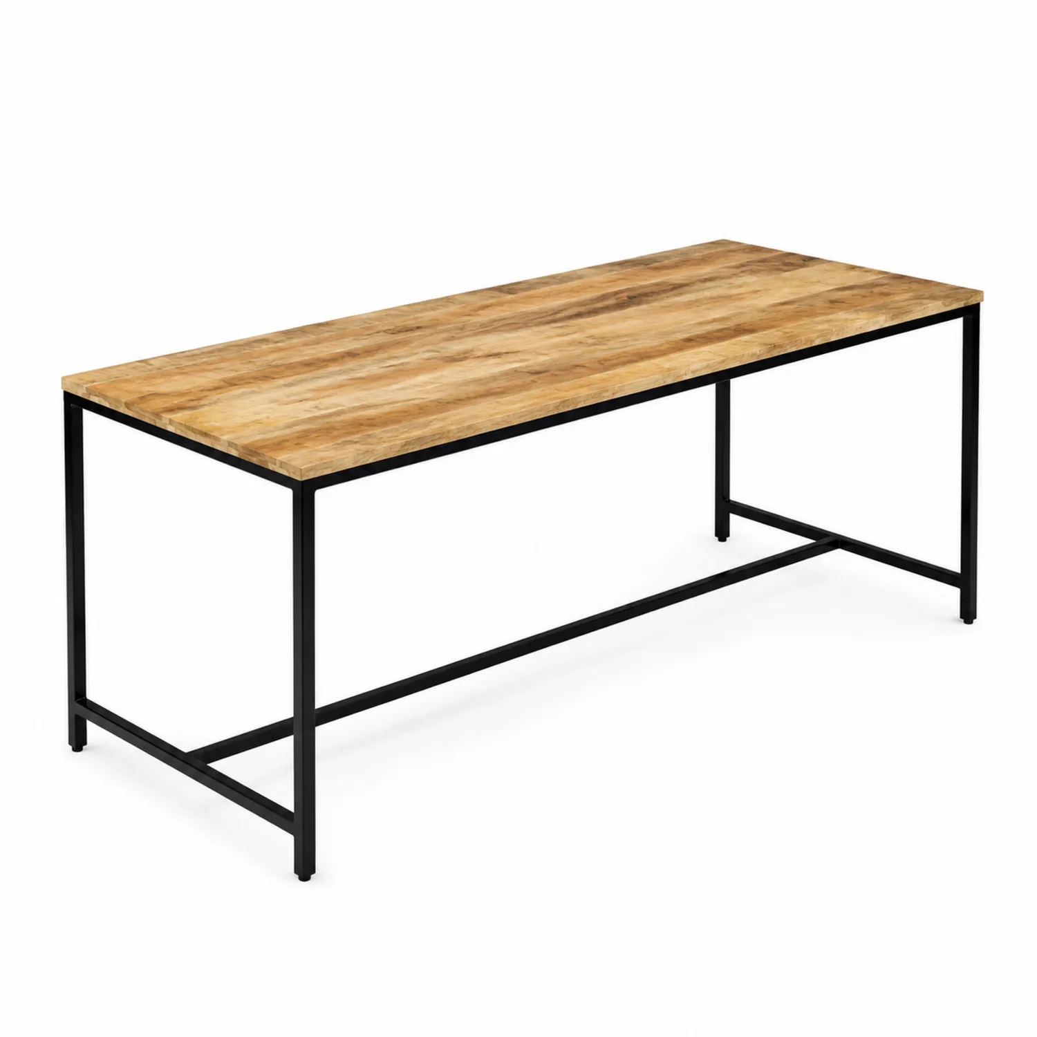 Table rectangulaire en bois de manguier et métal noir