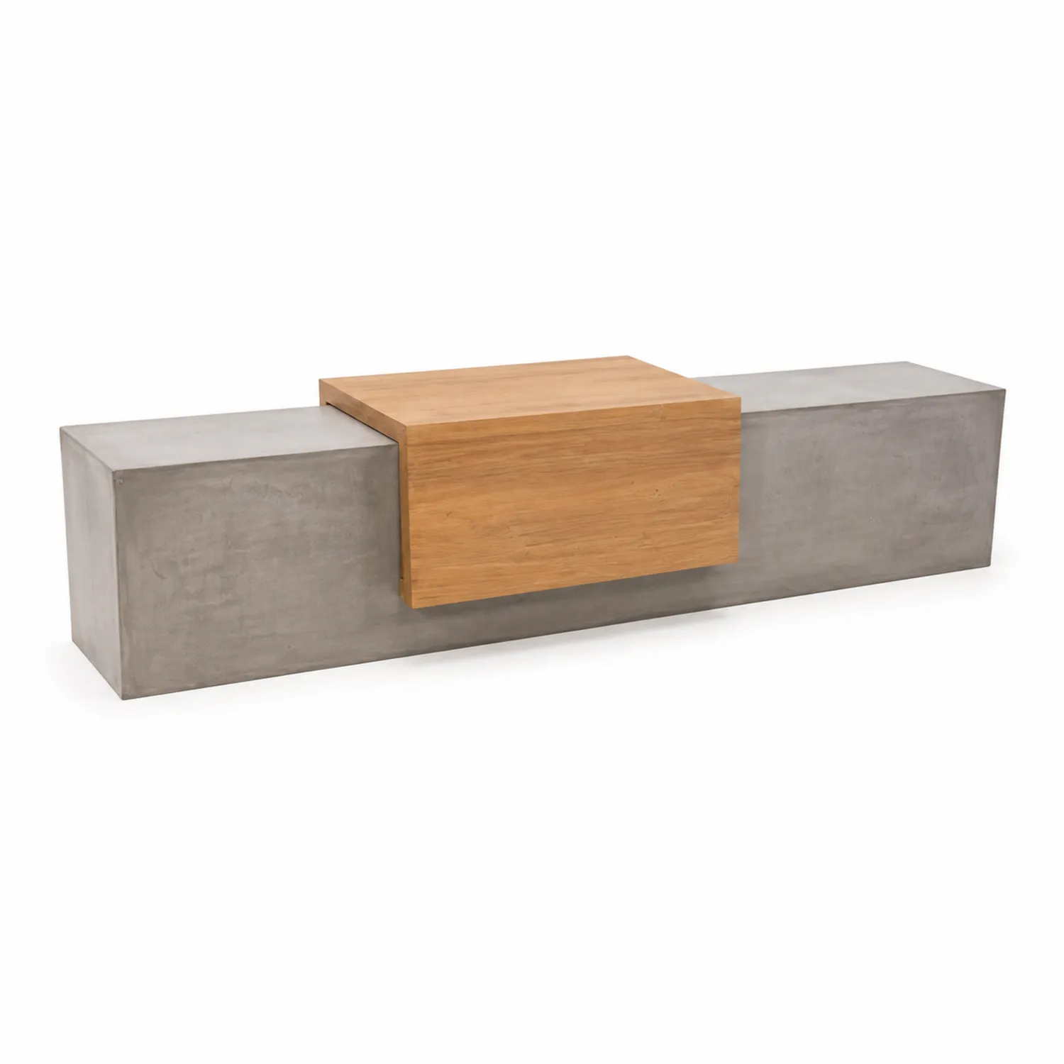 Banc extérieur en béton et bois