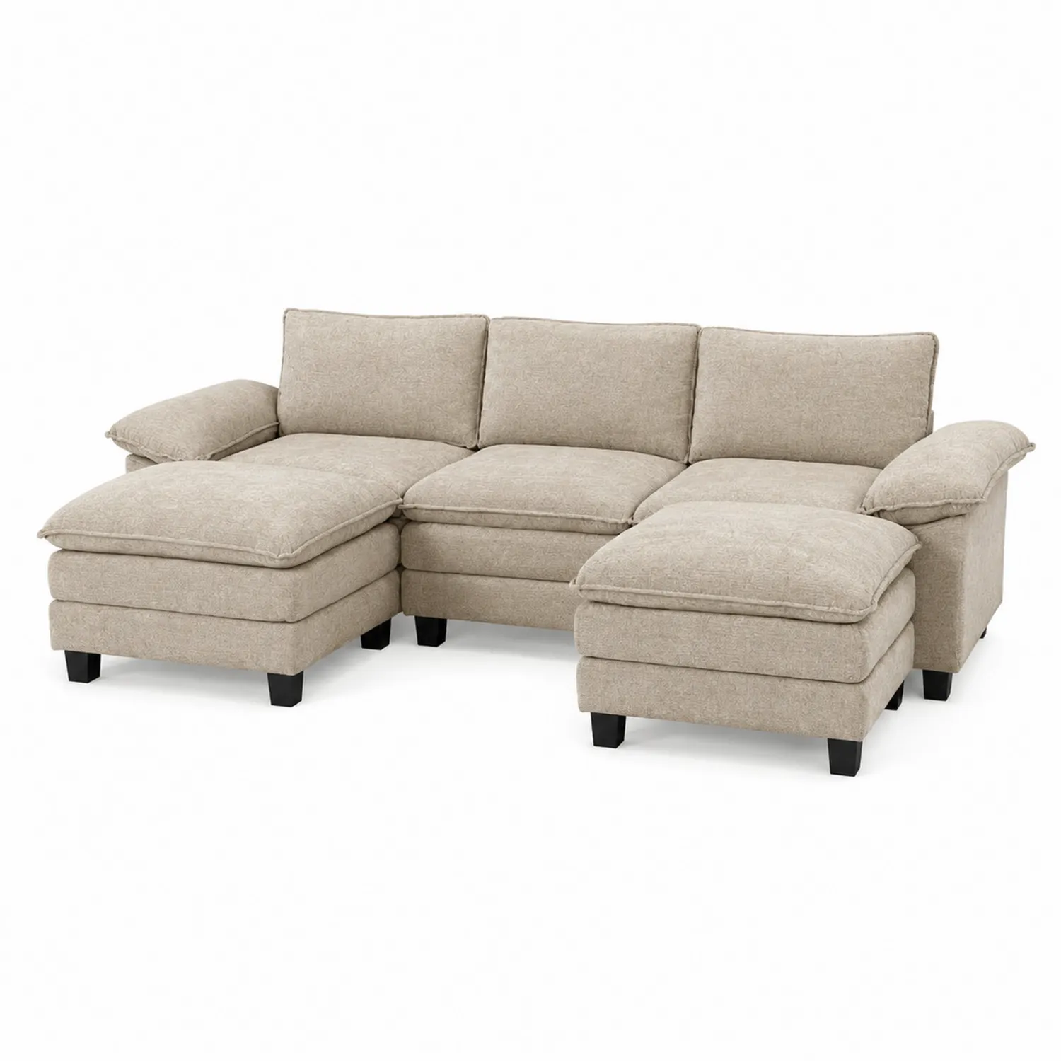 Canapé d'angle modulaire en tissu Beige