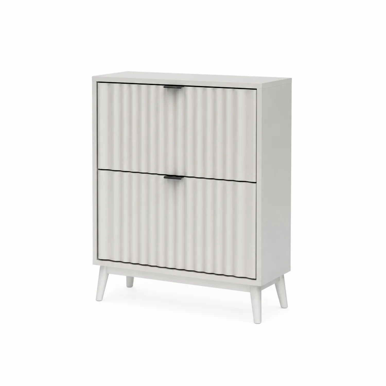 Meuble à chaussures 2 portes en bois Blanc 80x24x110 cm