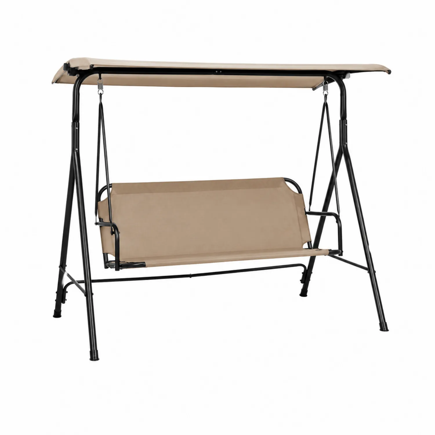 Balancelle de jardin 3 places en acier et polyester Beige