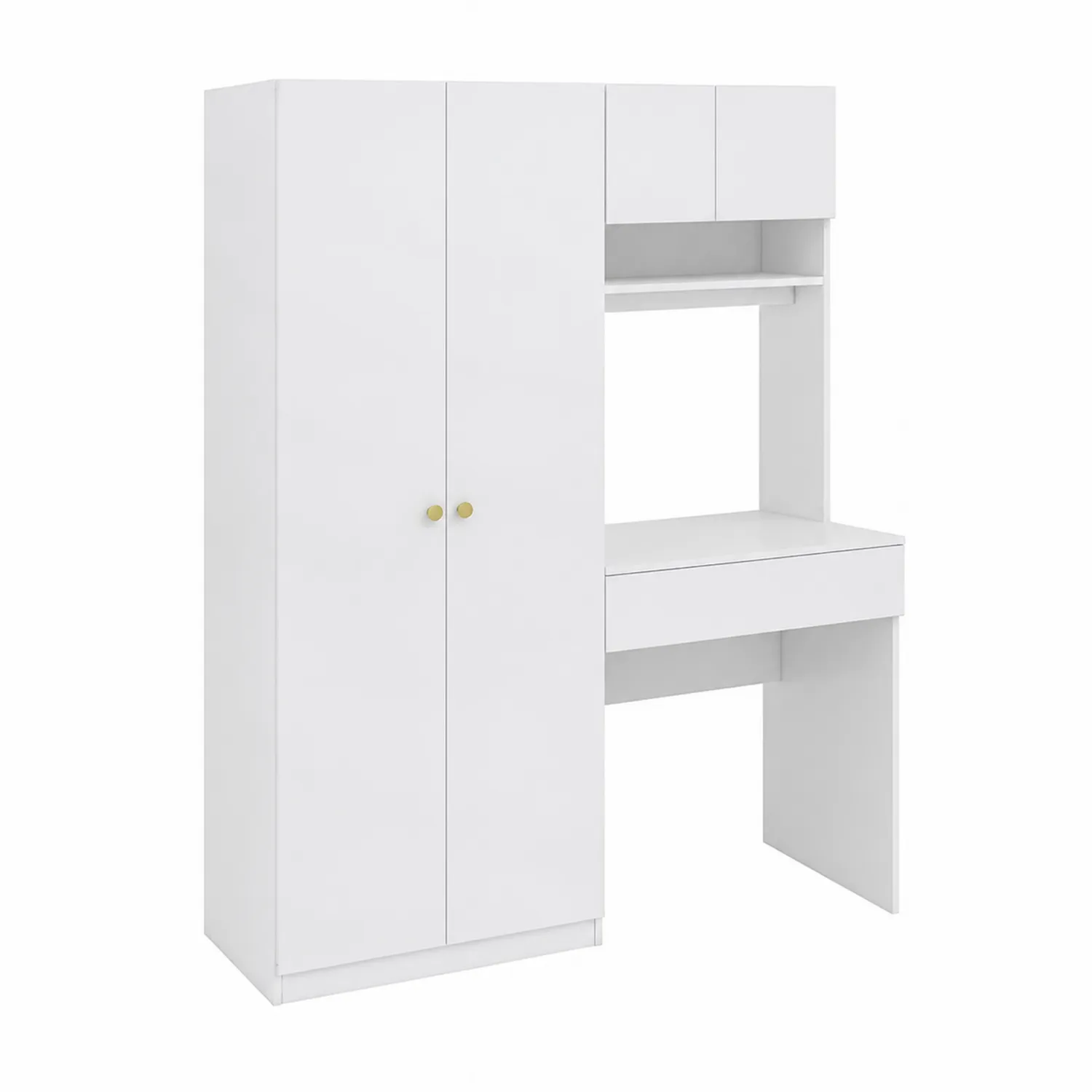Armoire blanche avec bureau intégré en bois et mélamine