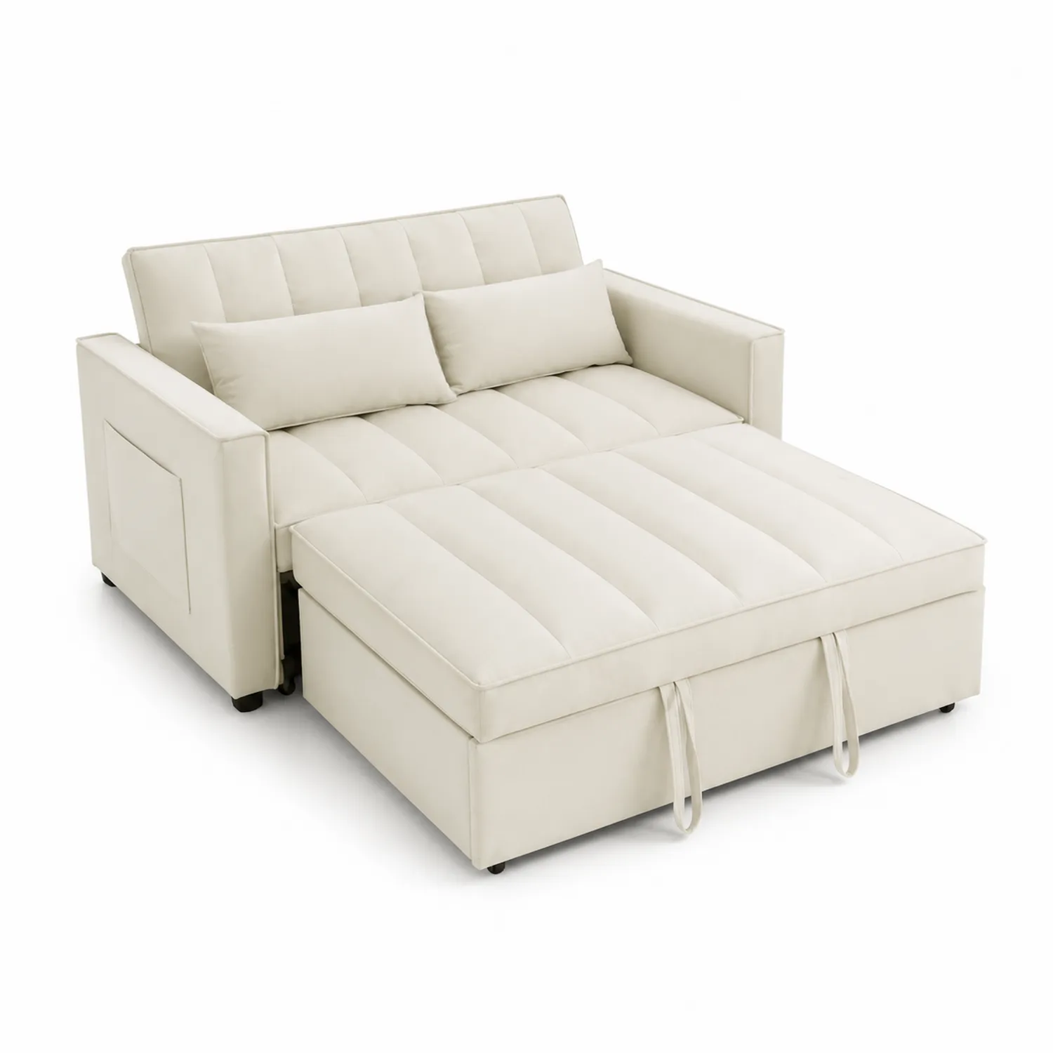 Sofa rozkładana z tkaniny beżowa