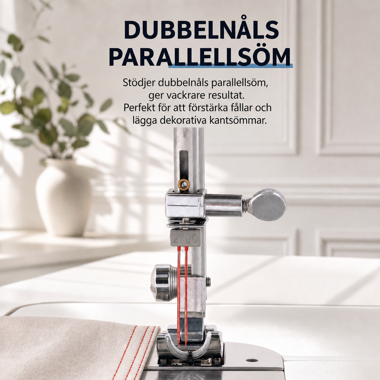 SM520 hushållssymaskin med dubbeltråd, dubbelnål och 12 stygnalternativ