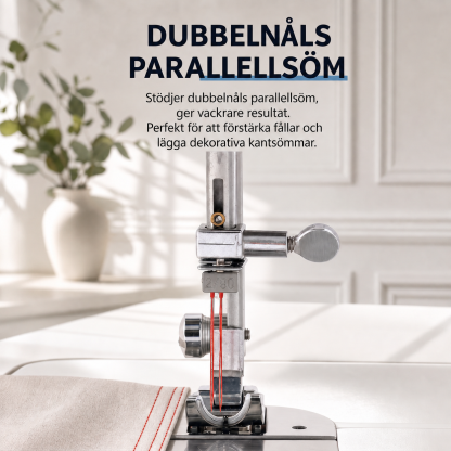 SM520 hushållssymaskin med dubbeltråd, dubbelnål och 12 stygnalternativ