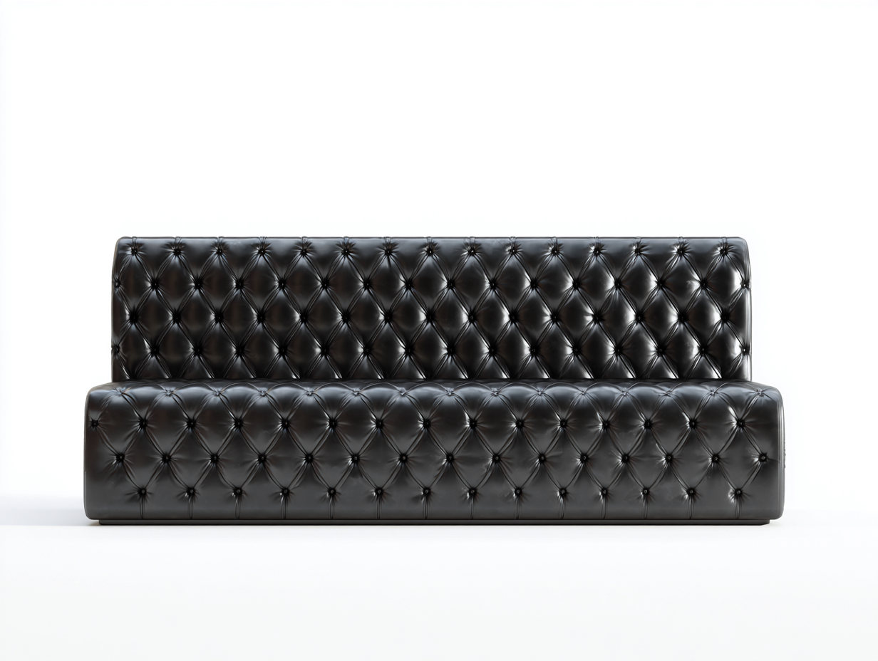 Sofás lineales tapizado en cuero sintético con diseño capitoné 220x85x75 cm - negro - estilo clásico para salón-Zinoryinterior