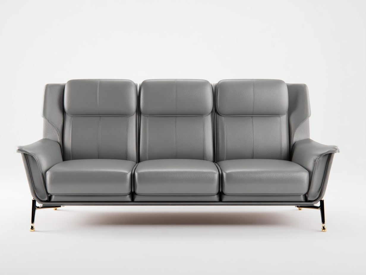 Sofás lineales tapizados 210x90x85 cm - gris - estructura metálica - diseño moderno-Zinoryinterior