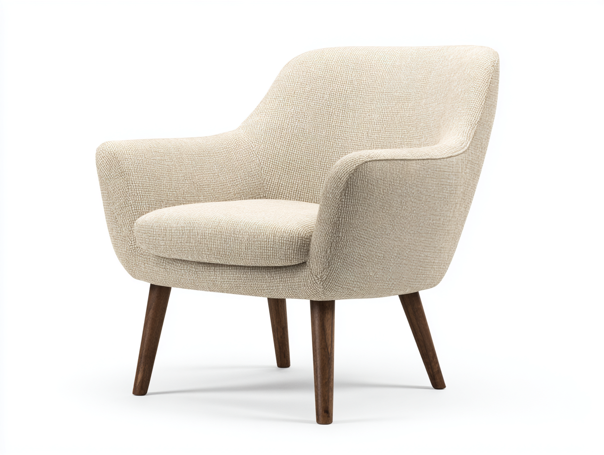 Sillones relax 70x75x85 cm - tela bouclé crema - patas de madera oscura - diseño moderno-Zinoryinterior