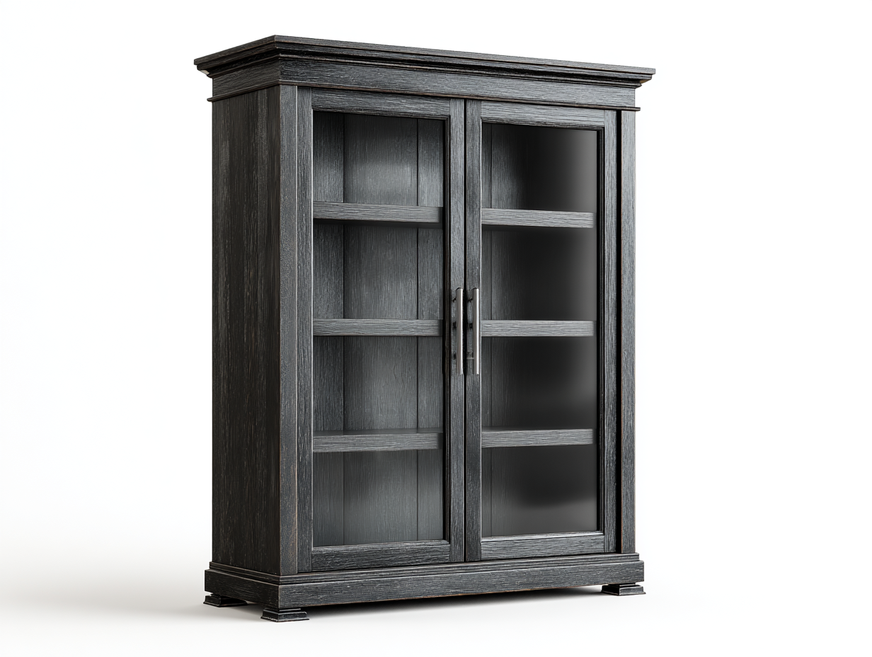 Vitrinen Holzwerkstoff Glas 120x40x140 cm Schwarz Klassisches Design mit Türen-Parovaroom