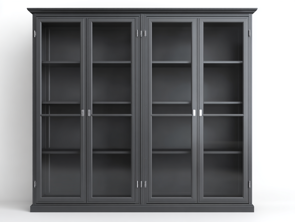 Vitrinen Massivholz Glas 200x45x200 cm - Grau - Klassisches Design-Parovaroom
