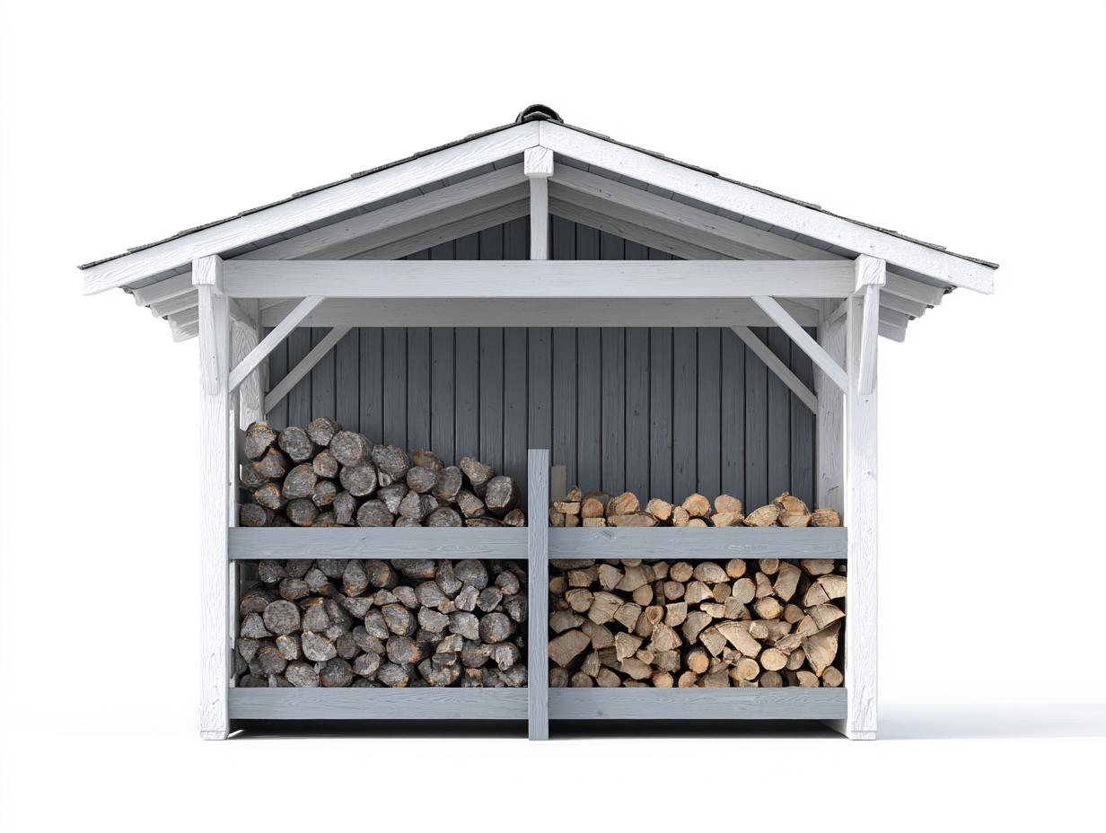 Kaminholzregal Holz 180x60x180 cm Weiß Grau Modernes Design-Parovaroom