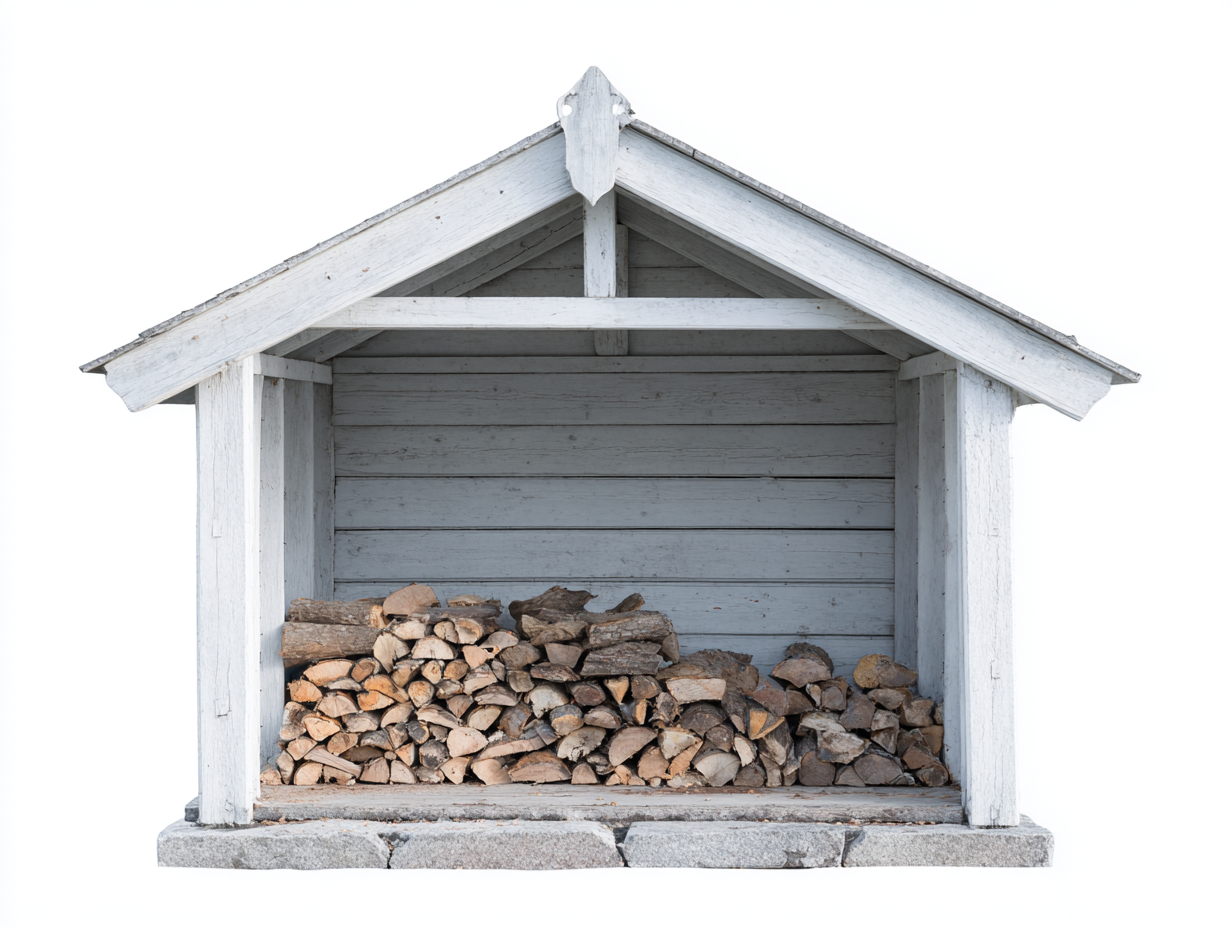 Kaminholzregal Holz 120x45x110 cm Weiß für Garten - mit Dach - klassisches Design-Parovaroom